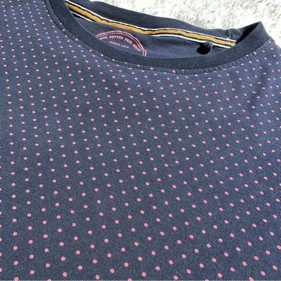 Denim & Flower Ricky Singh Navy with Pink Dots Crewneck T-Shirt Short Sleeve, L - Picture 2 of 6